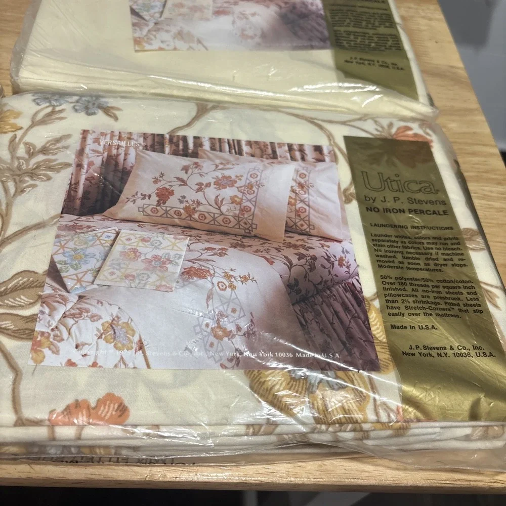 Vintage NEW J.P. Stevens Utica Twin Sheets Set & 2 Pillow Cases, Fall Flora